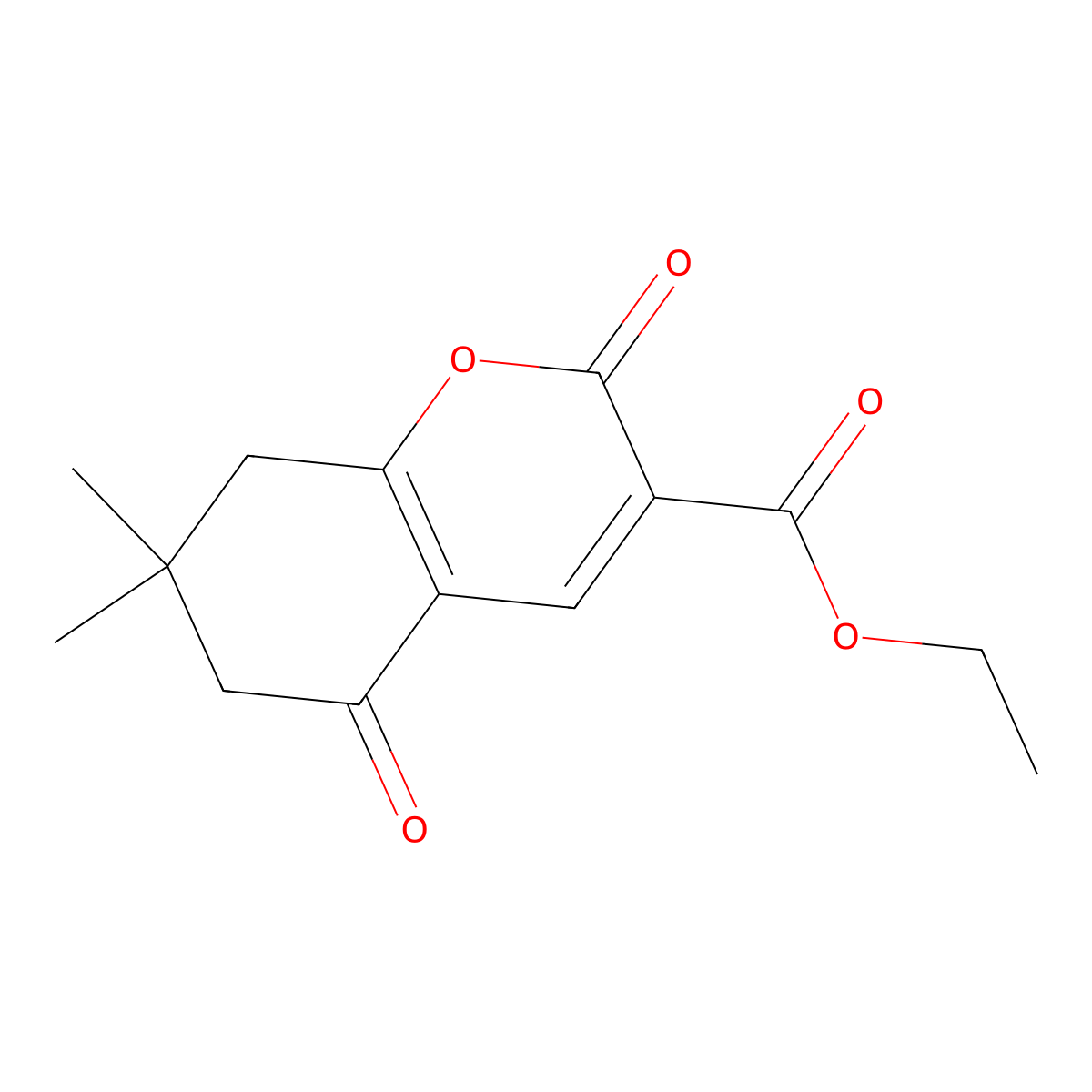 ethyl 7,7-dimethyl-2,5-dioxo-5,6,7,8-tetrahydro-2H-chromene-3-carboxylate molecular structure, CAS 77959-77-4