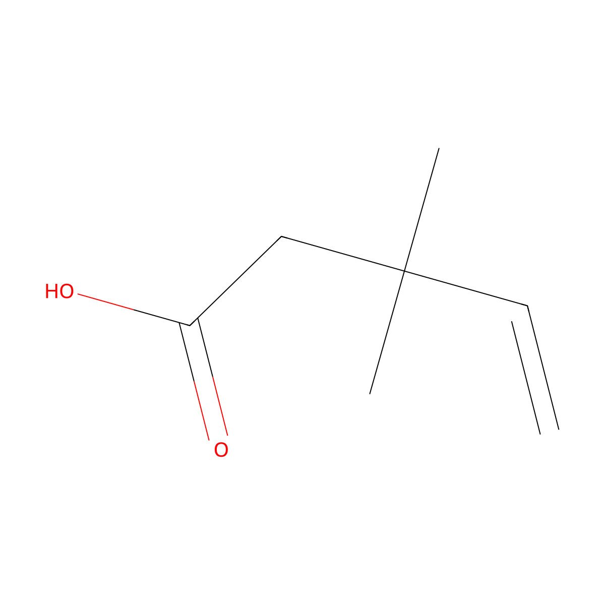 3,3-Dimethylpent-4-enoic acid molecular structure, CAS 7796-73-8