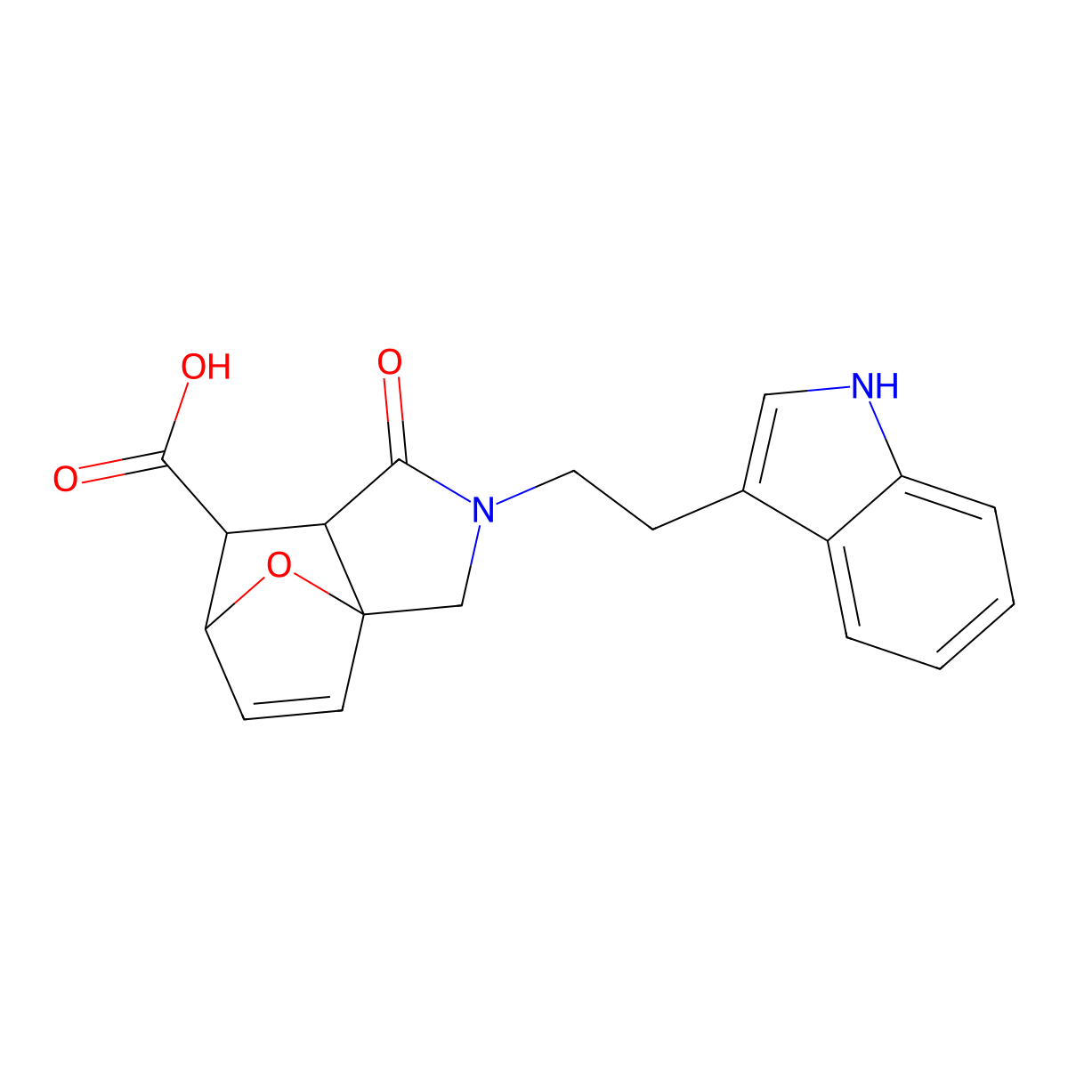 2-[2-(1H-indol-3-yl)ethyl]-1-oxo-1,2,3,6,7,7a-hexahydro-3a,6-epoxyisoindole-7-carboxylic acid molecular structure, CAS 77960-20-4