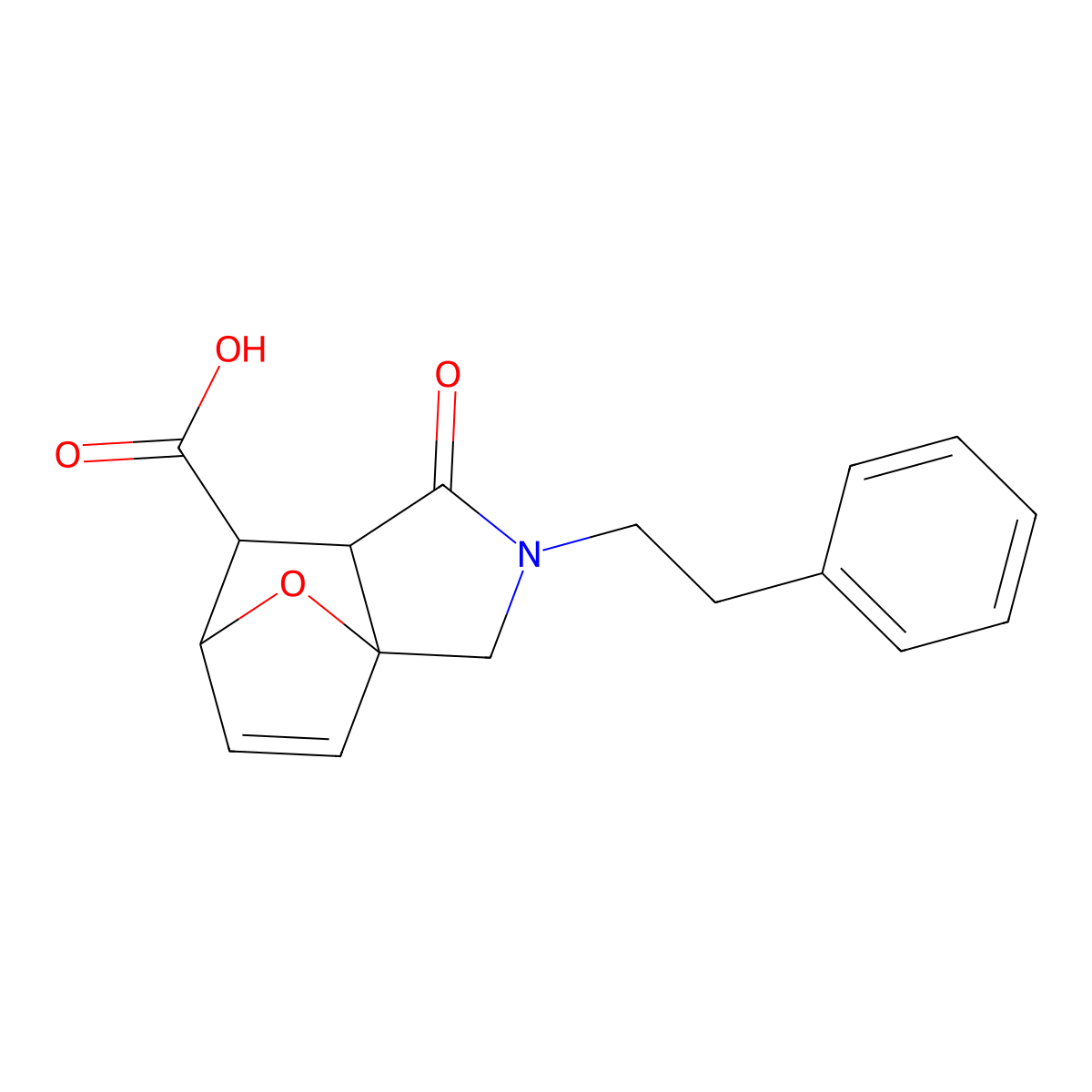 1-Oxo-2-(2-phenylethyl)-1,2,3,6,7,7a-hexahydro-3a,6-epoxyisoindole-7-carboxylic acid molecular structure, CAS 77960-22-6