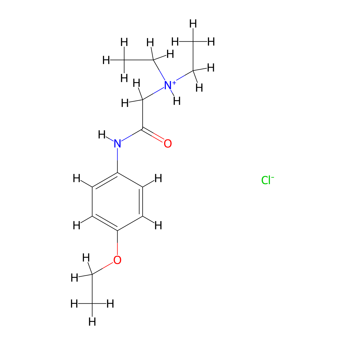 N-(4-Ethoxyphenyl)-N~2~,N~2~-diethylglycinamide--hydrogen chloride (1/1) molecular structure, CAS 77966-27-9