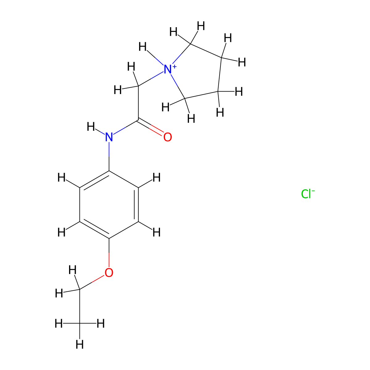 N-(4-Ethoxyphenyl)-2-(pyrrolidin-1-yl)acetamide--hydrogen chloride (1/1) molecular structure, CAS 77966-28-0