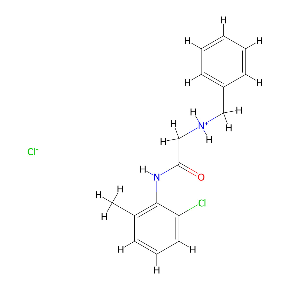 2-(Benzylamino)-N-(2-chloro-6-methylphenyl)ethanimidic acid--hydrogen chloride (1/1) molecular structure, CAS 77966-31-5