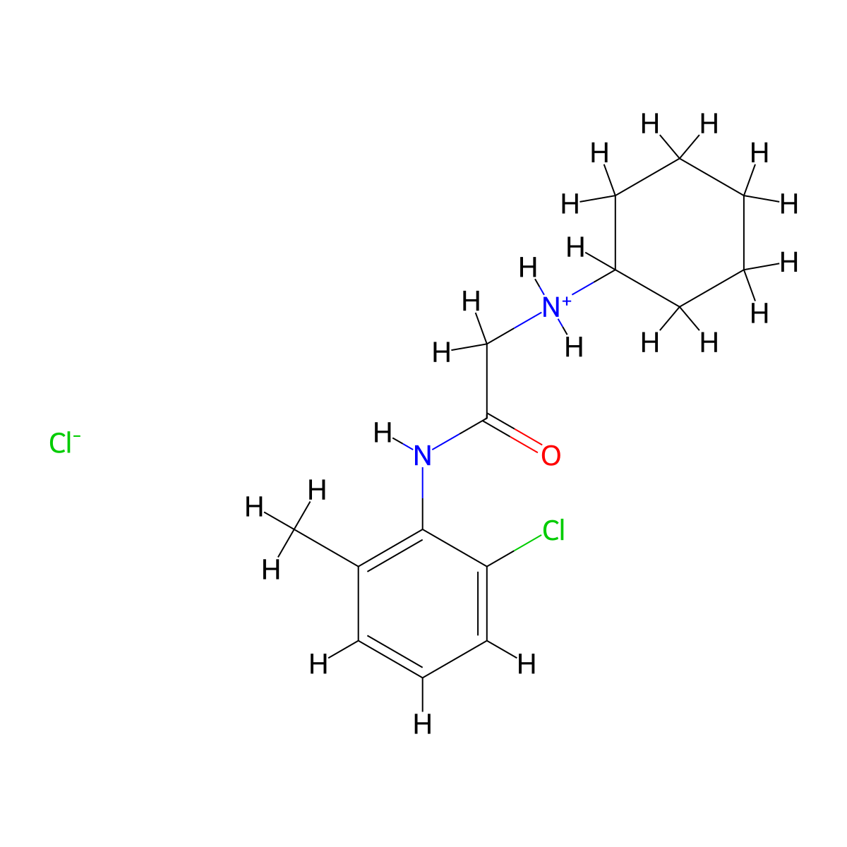 N-(2-Chloro-6-methylphenyl)-2-(cyclohexylamino)ethanimidic acid--hydrogen chloride (1/1) molecular structure, CAS 77966-40-6