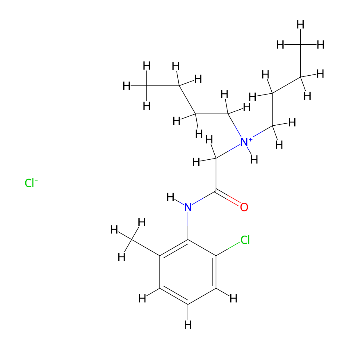N-(2-Chloro-6-methylphenyl)-2-(dibutylamino)ethanimidic acid--hydrogen chloride (1/1) molecular structure, CAS 77966-42-8