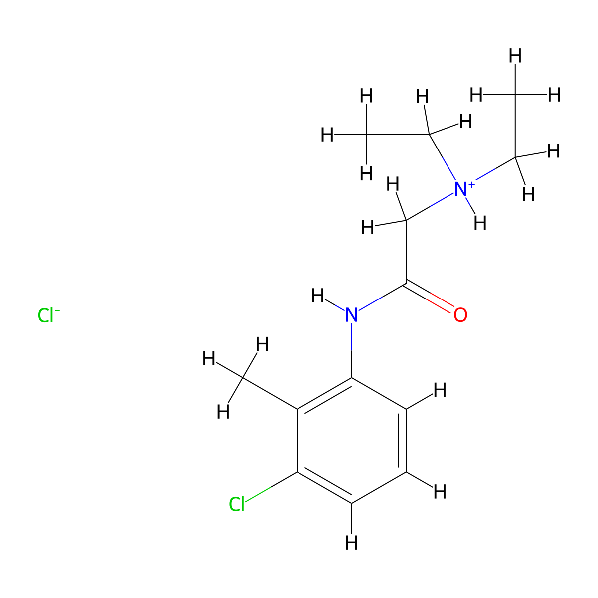 N-(3-Chloro-2-methylphenyl)-2-(diethylamino)ethanimidic acid--hydrogen chloride (1/1) molecular structure, CAS 77966-46-2