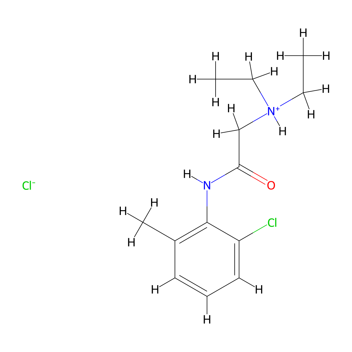 N-(2-Chloro-6-methylphenyl)-2-(diethylamino)ethanimidic acid--hydrogen chloride (1/1) molecular structure, CAS 77966-50-8