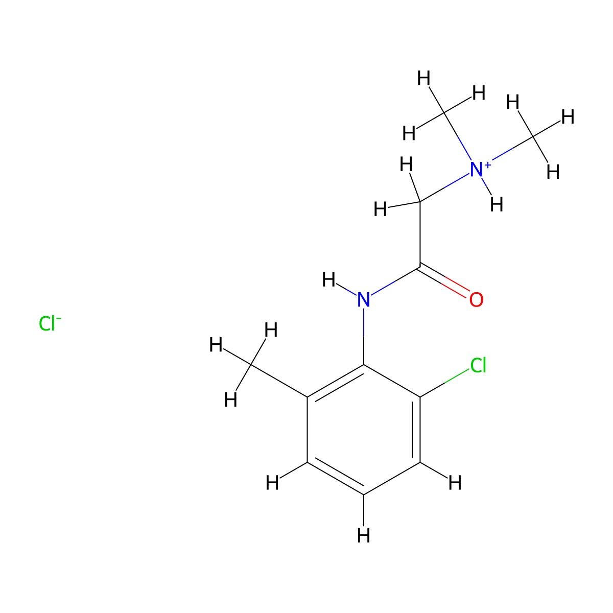 N-(2-Chloro-6-methylphenyl)-2-(dimethylamino)ethanimidic acid--hydrogen chloride (1/1) molecular structure, CAS 77966-55-3