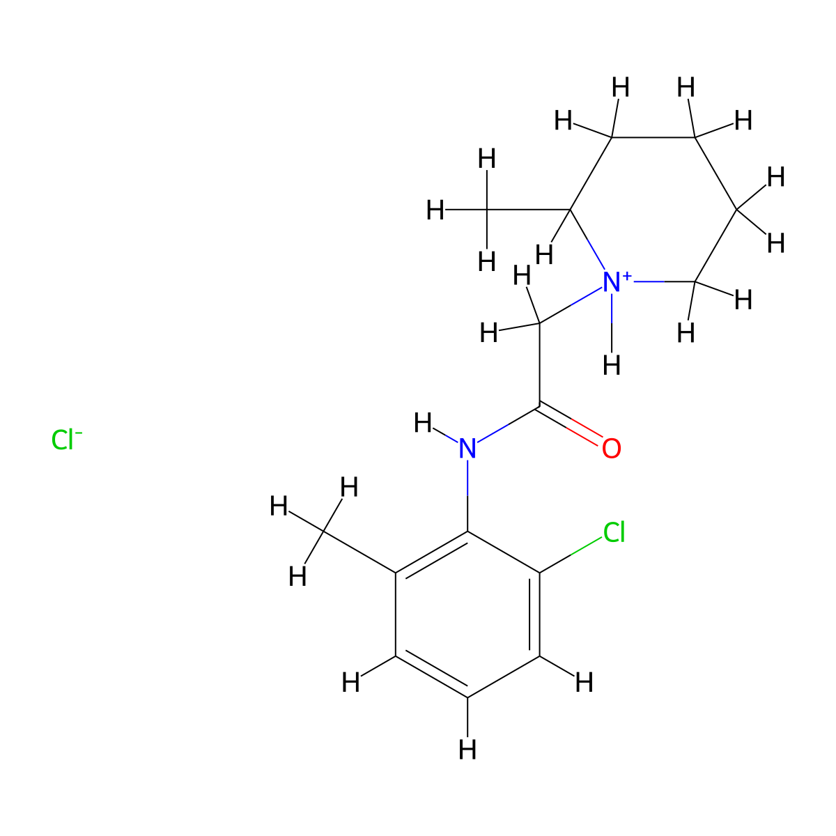 N-(2-Chloro-6-methylphenyl)-2-(2-methylpiperidin-1-yl)ethanimidic acid--hydrogen chloride (1/1) molecular structure, CAS 77966-63-3