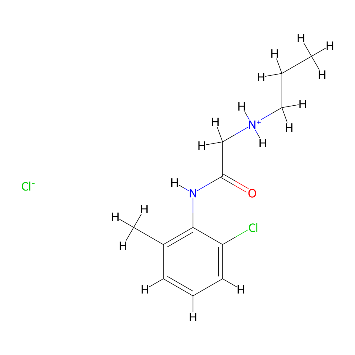 N-(2-Chloro-6-methylphenyl)-2-(propylamino)ethanimidic acid--hydrogen chloride (1/1) molecular structure, CAS 77966-68-8