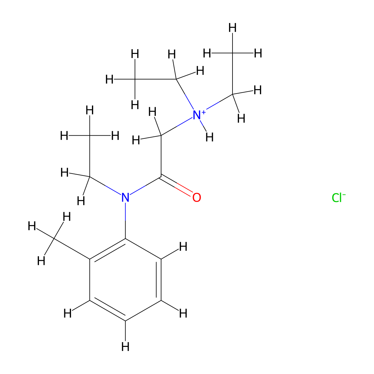 N,N~2~,N~2~-Triethyl-N-(2-methylphenyl)glycinamide--hydrogen chloride (1/1) molecular structure, CAS 77966-71-3
