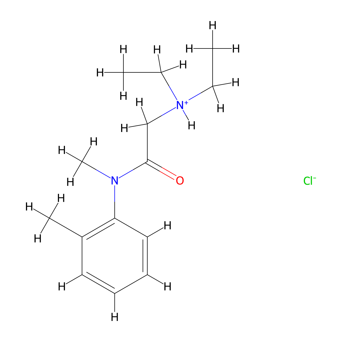 N~2~,N~2~-Diethyl-N-methyl-N-(2-methylphenyl)glycinamide--hydrogen chloride (1/1) molecular structure, CAS 77966-73-5
