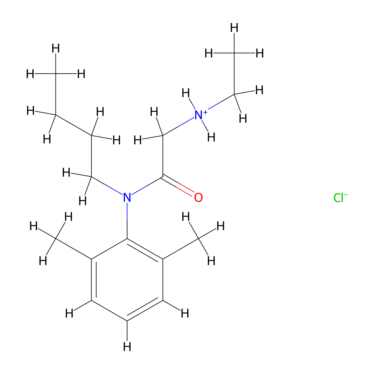 2',6'-Acetoxylidide, N-butyl-2-(ethylamino)-, hydrochloride molecular structure, CAS 77966-77-9