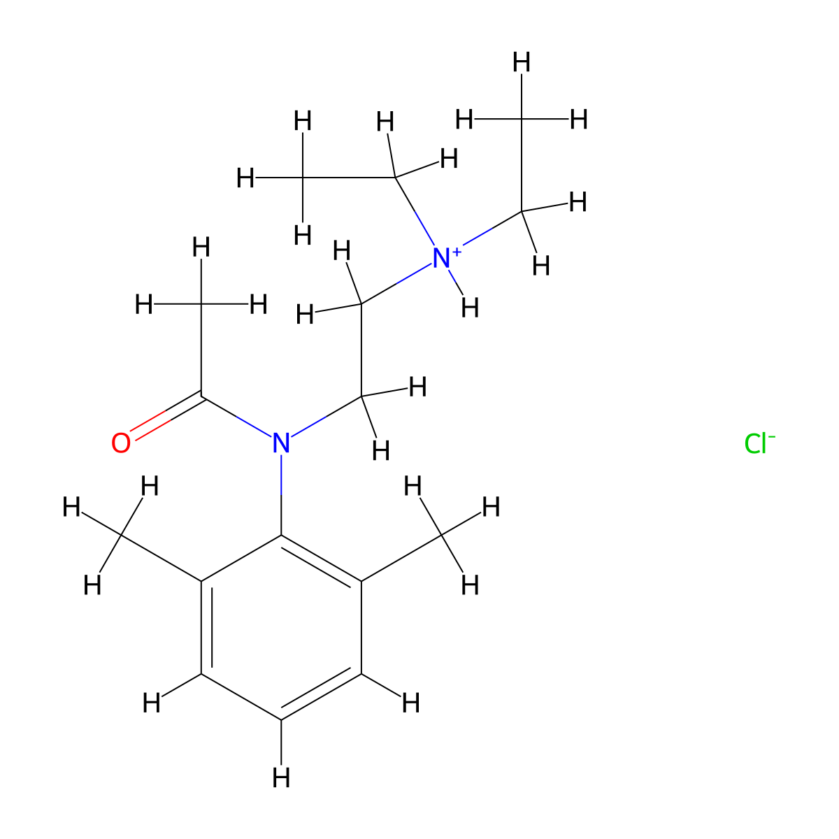 2',6'-Acetoxylidide, N-(2-(diethylamino)ethyl)-, hydrochloride molecular structure, CAS 77966-80-4