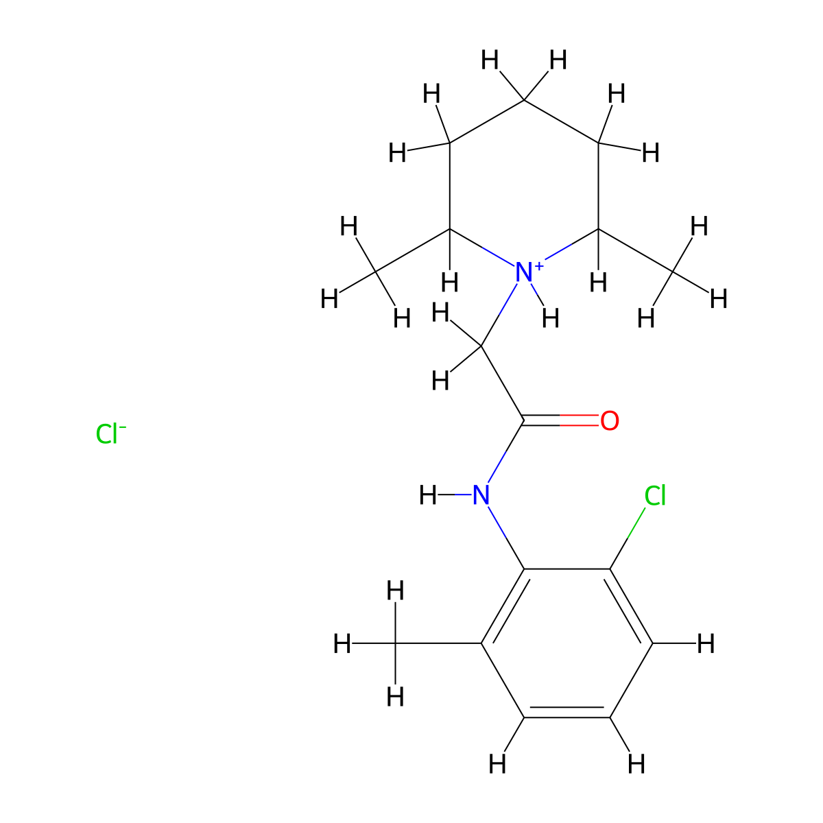 6'-Chloro-2-(2,6-dimethylpiperidino)-ortho-acetotoluidide hydrochloride molecular structure, CAS 77966-93-9