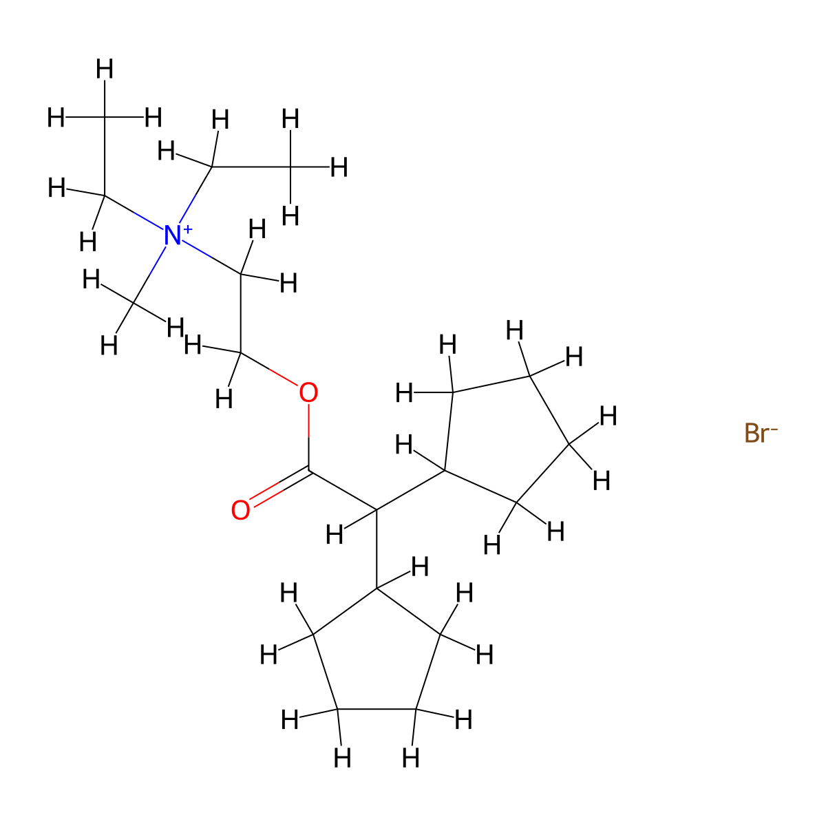 Ammonium, diethyl(2-hydroxyethyl)methyl-, bromide, dicyclopentylacetate molecular structure, CAS 77967-08-9
