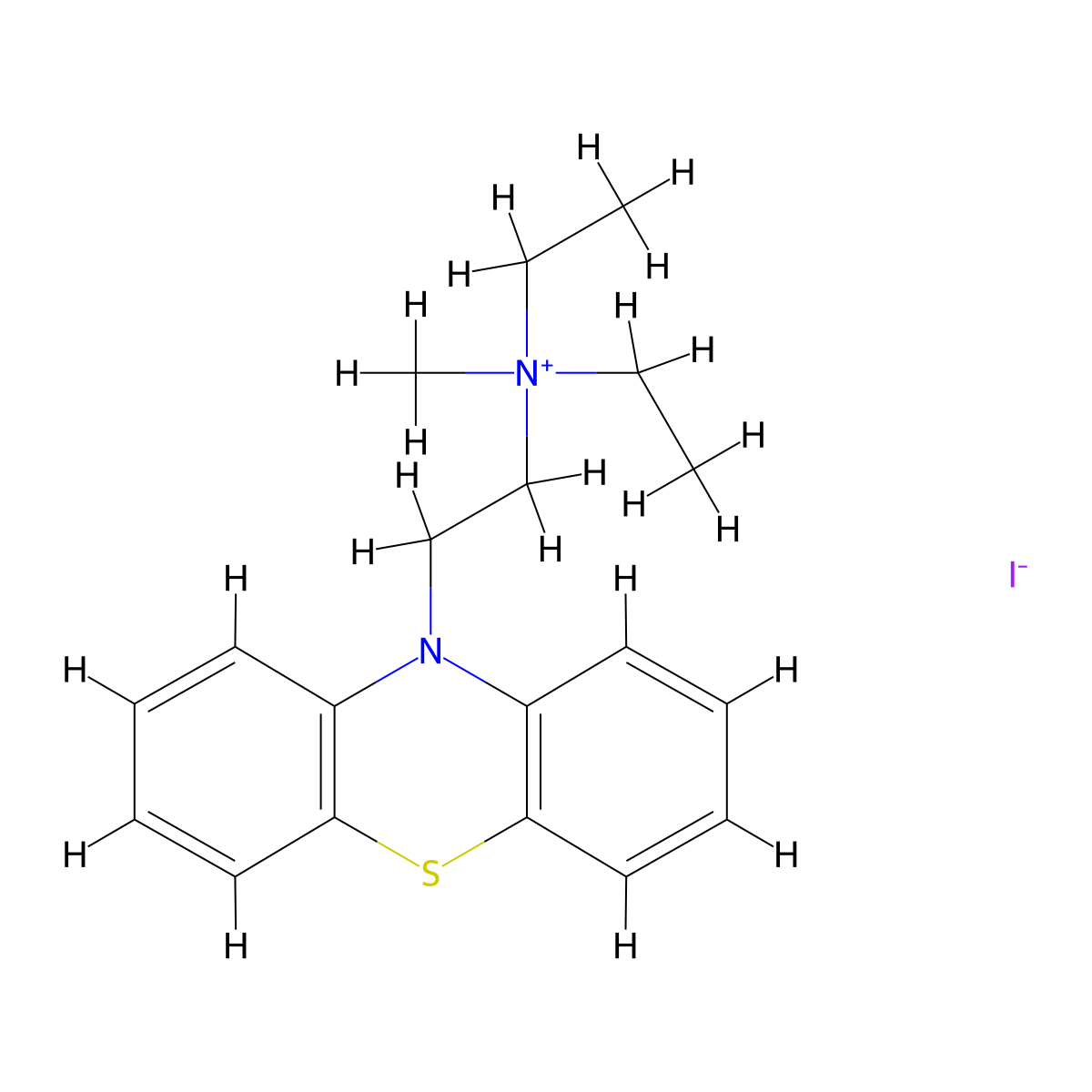 Ammonium, diethylmethyl(2-(10-phenothiazinyl)ethyl)-, iodide molecular structure, CAS 77967-09-0