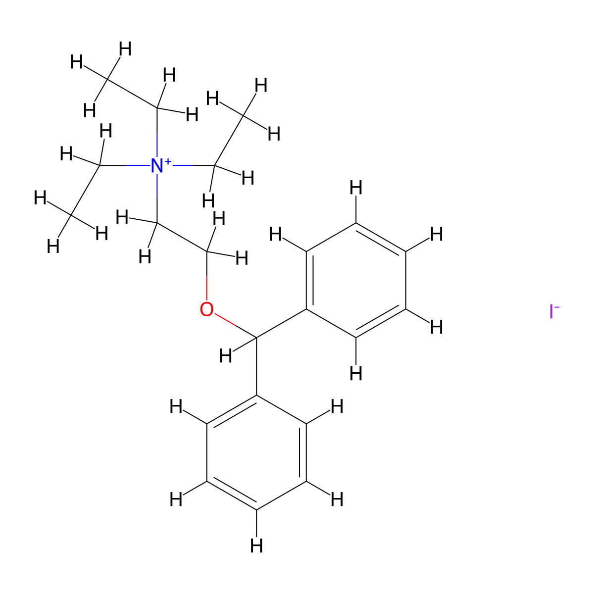 2-(Diphenylmethoxy)-N,N,N-triethylethan-1-aminium iodide molecular structure, CAS 77967-11-4