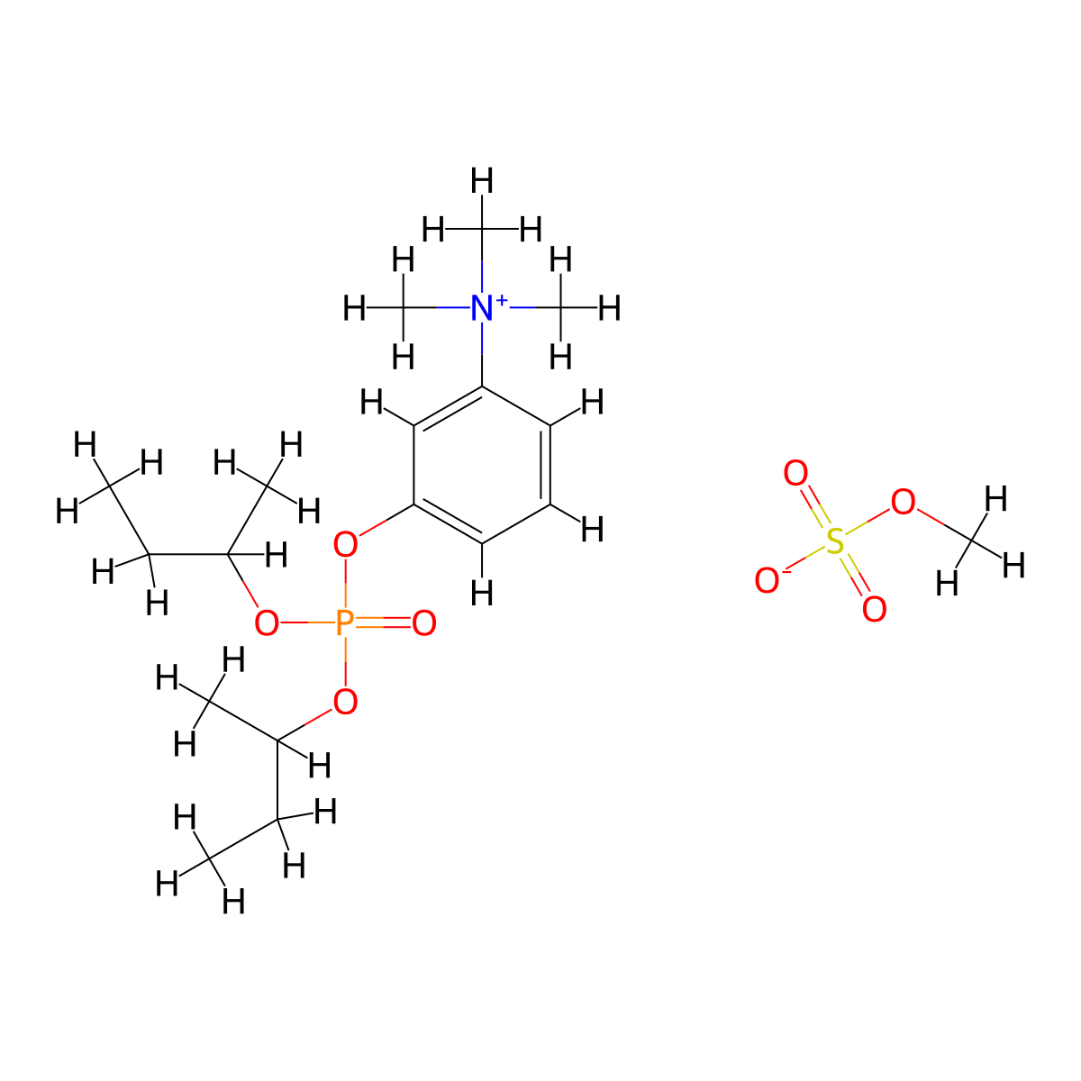 Ammonium, (m-hydroxyphenyl)trimethyl-, methylsulfate, di-sec-butylphosphate molecular structure, CAS 77967-13-6