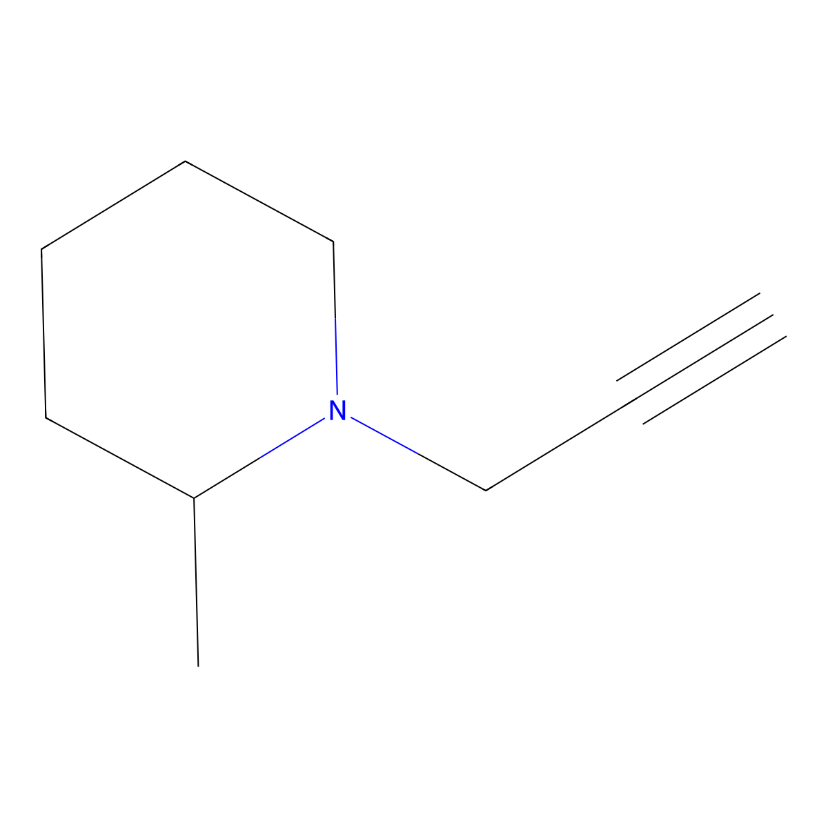 2-Methyl-1-(2-propynyl)piperidine molecular structure, CAS 77975-77-0