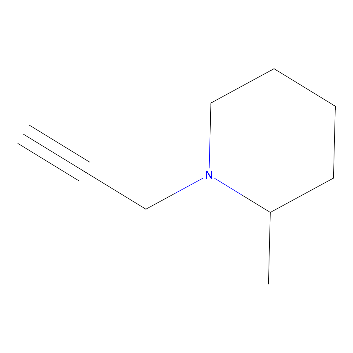 2-Methyl-1-(2-propynyl)piperidine molecular structure, CAS 77975-77-0