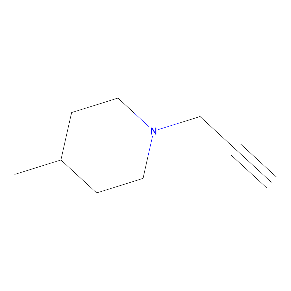 4-Methyl-1-(prop-2-yn-1-yl)piperidine molecular structure, CAS 77975-78-1