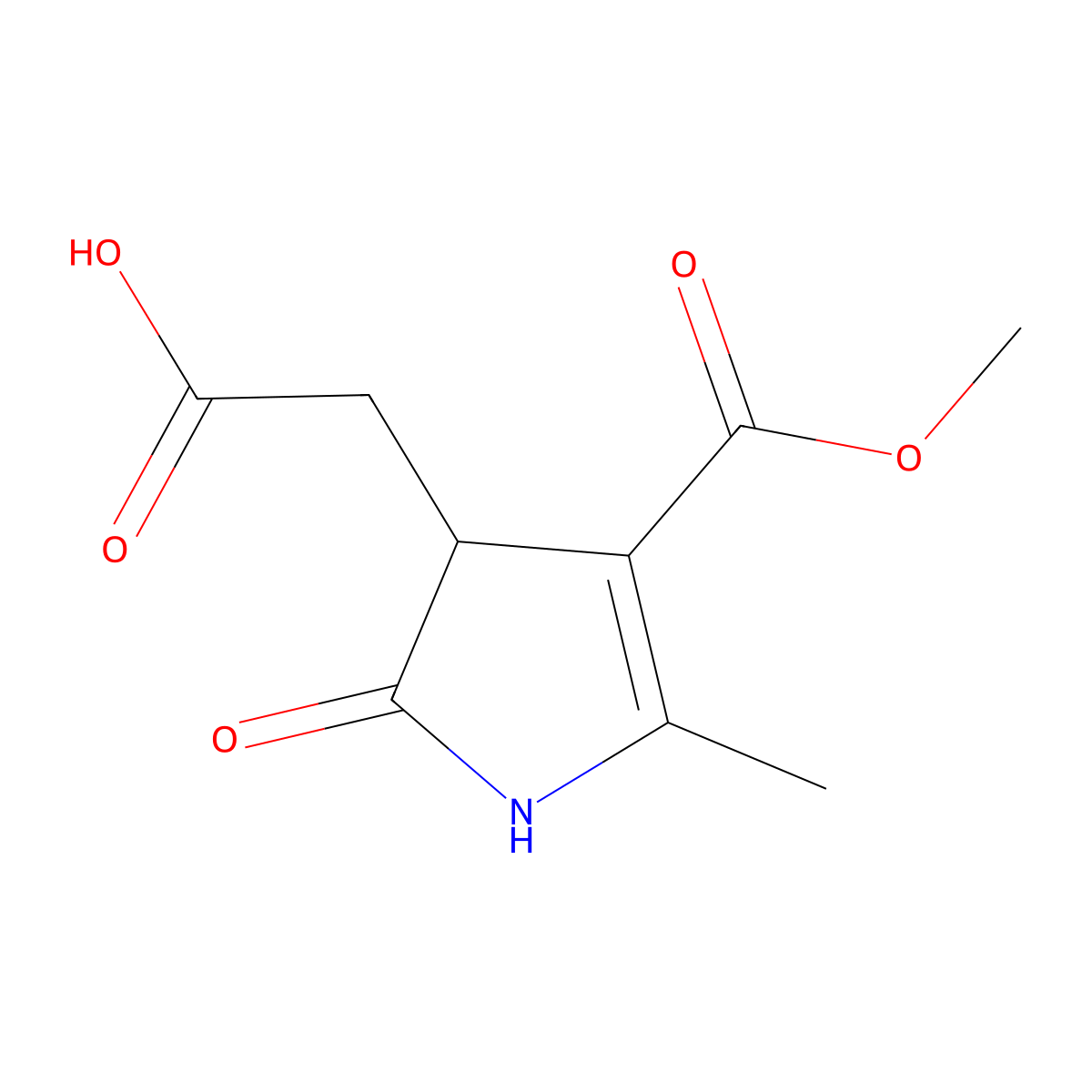 2-[4-(Methoxycarbonyl)-5-Methyl-2-Oxo-2,3-Dihydro-1H-Pyrrol-3-Yl]Acetic Acid molecular structure, CAS 77978-73-5