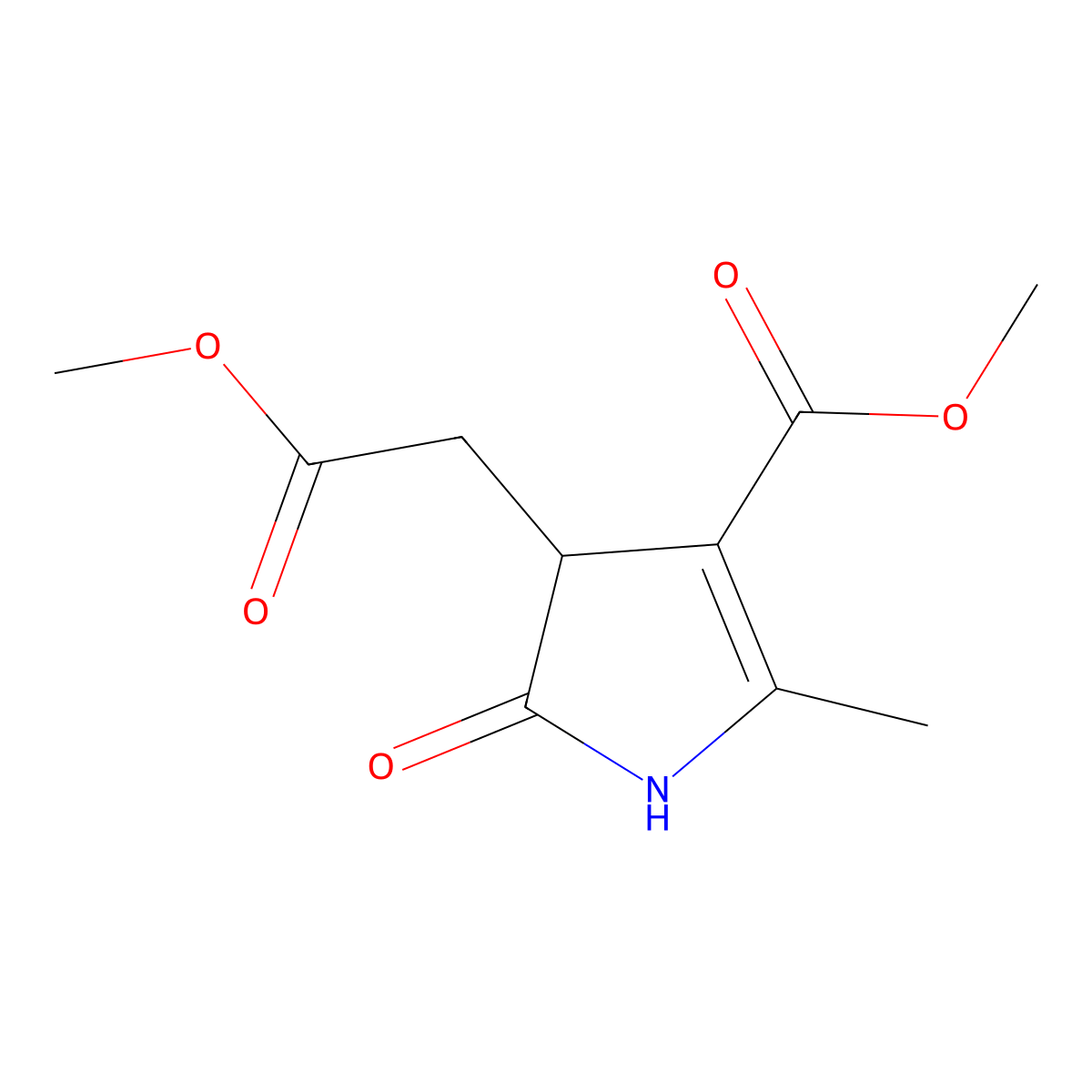 methyl 4-(2-methoxy-2-oxoethyl)-2-methyl-5-oxo-4,5-dihydro-1H-pyrrole-3-carboxylate molecular structure, CAS 77978-74-6