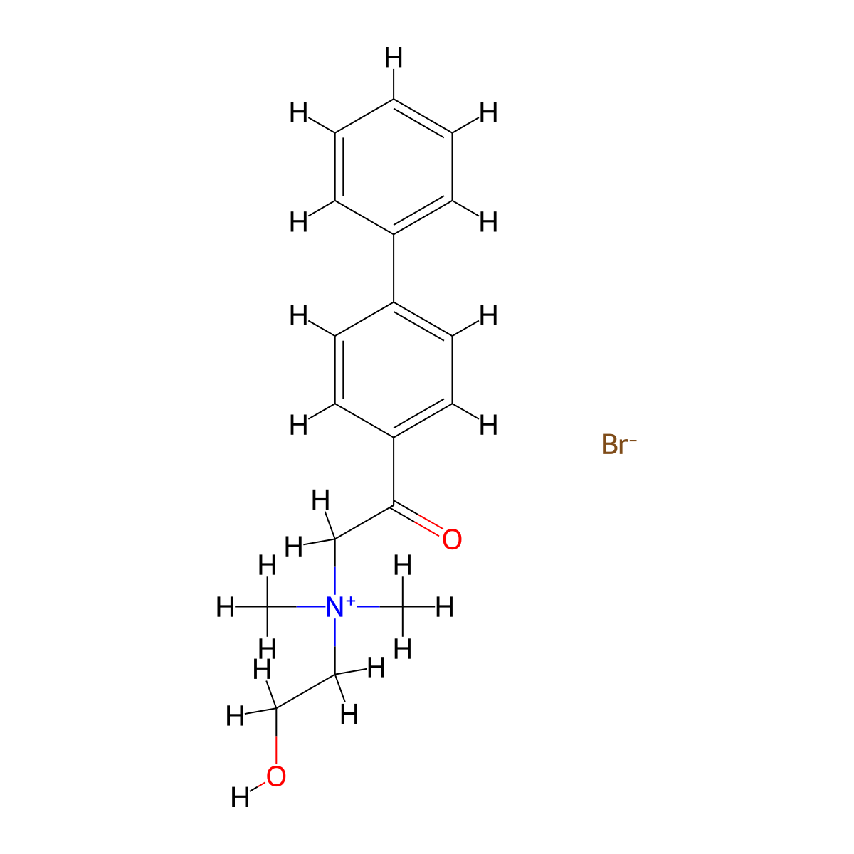 Ammonium, (4-biphenylcarbonylmethyl)dimethyl(2-hydroxyethyl)-, bromide molecular structure, CAS 77985-00-3