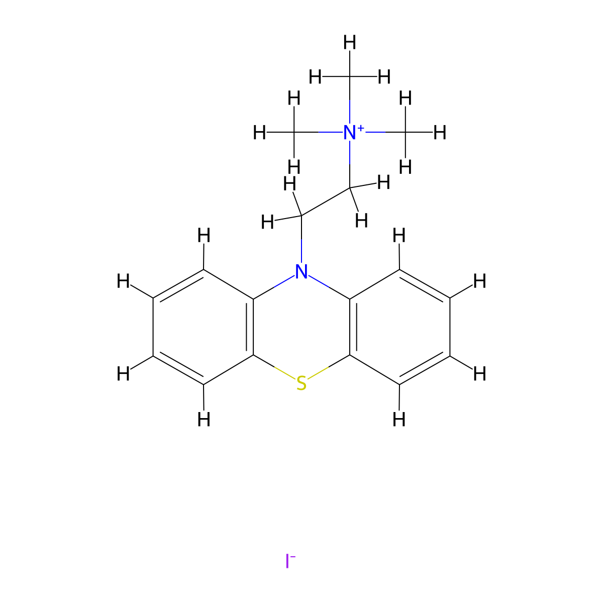 N,N,N-Trimethyl-2-(10H-phenothiazin-10-yl)ethan-1-aminium iodide molecular structure, CAS 77985-02-5