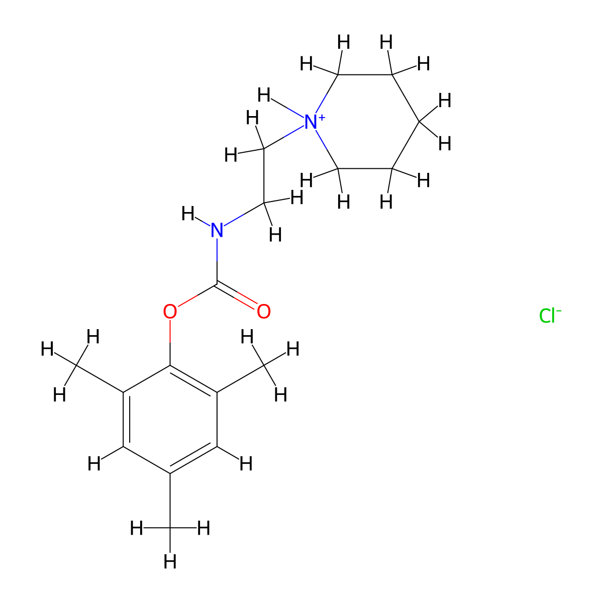 Carbamic acid, N-(2-piperidinoethyl)-, mesityl ester, hydrochloride molecular structure, CAS 77985-28-5