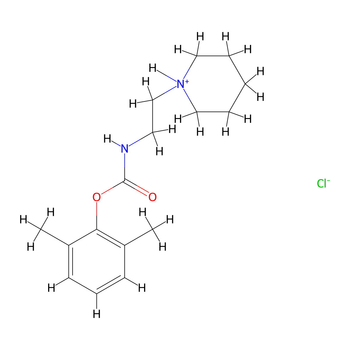 Carbamic acid, N-(2-(piperidino)ethyl)-, 2,6-xylyl ester, hydrochloride molecular structure, CAS 77985-29-6