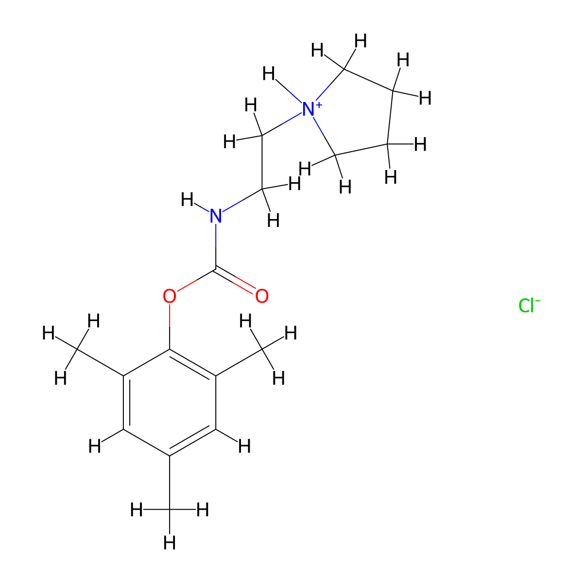 Carbamic acid, N-(2-pyrrolidinylethyl)-, mesityl ester, hydrochloride molecular structure, CAS 77985-31-0