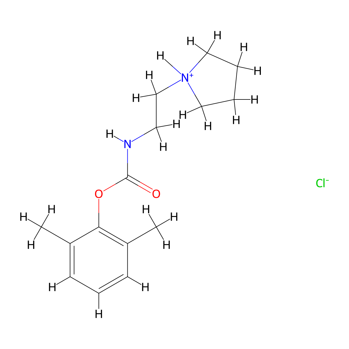 Carbamic acid, N-(2-(pyrrolidinyl)ethyl)-, 2,6-xylyl ester, hydrochloride molecular structure, CAS 77985-32-1