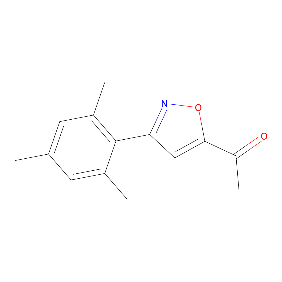 1-[3-(2,4,6-Trimethylphenyl)-1,2-oxazol-5-yl]ethan-1-one molecular structure, CAS 77987-98-5