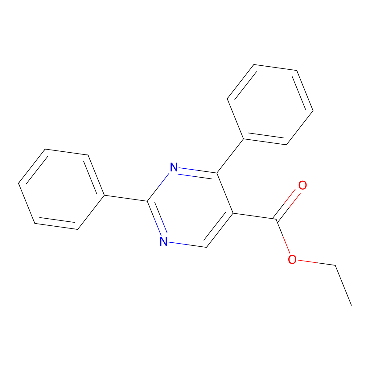 Ethyl 2,4-diphenyl-5-pyrimidinecarboxylate molecular structure, CAS 77995-07-4