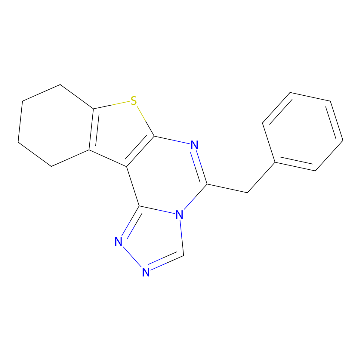 5-Benzyl-8,9,10,11-tetrahydro[1]benzothieno[3,2-e][1,2,4]triazolo[4,3-c]pyrimidine molecular structure, CAS 77995-36-9