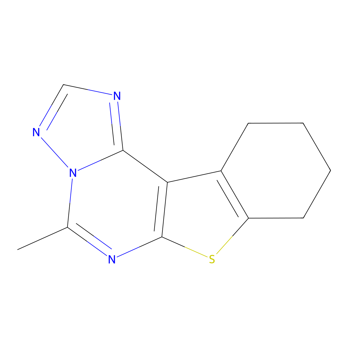 5-Methyl-8,9,10,11-tetrahydro[1]benzothieno[3,2-e][1,2,4]triazolo[1,5-c]pyrimidine molecular structure, CAS 77995-40-5
