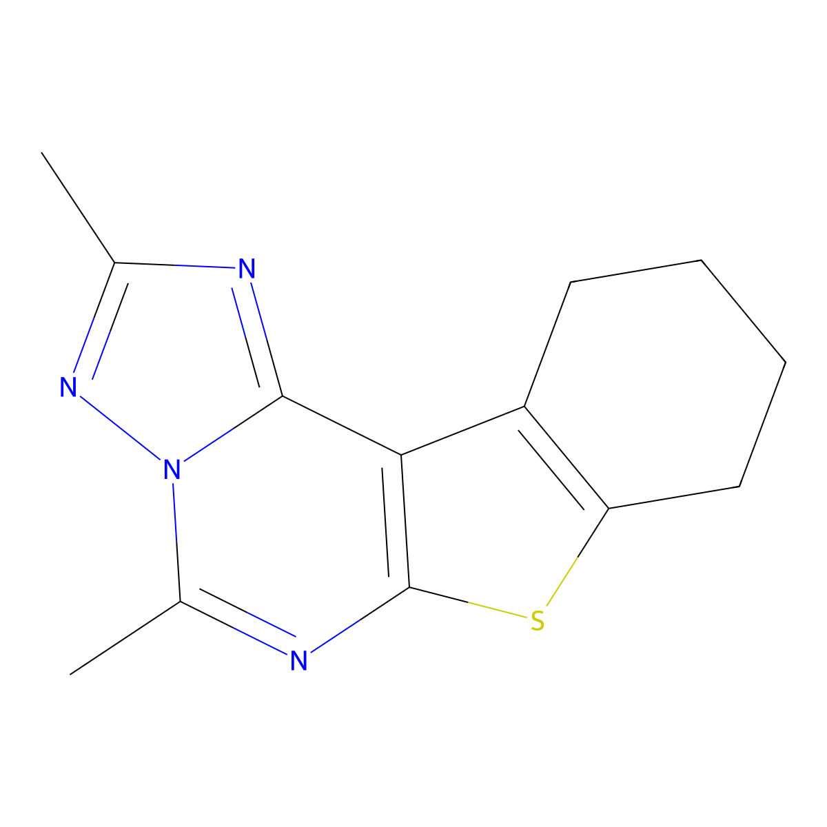 Cyclopenta[c]fluorene, 2,4-dimethyl-7,8,9,10-tetrahydro-6-thia-1,3,3a,5-tetraaza- molecular structure, CAS 77995-51-8