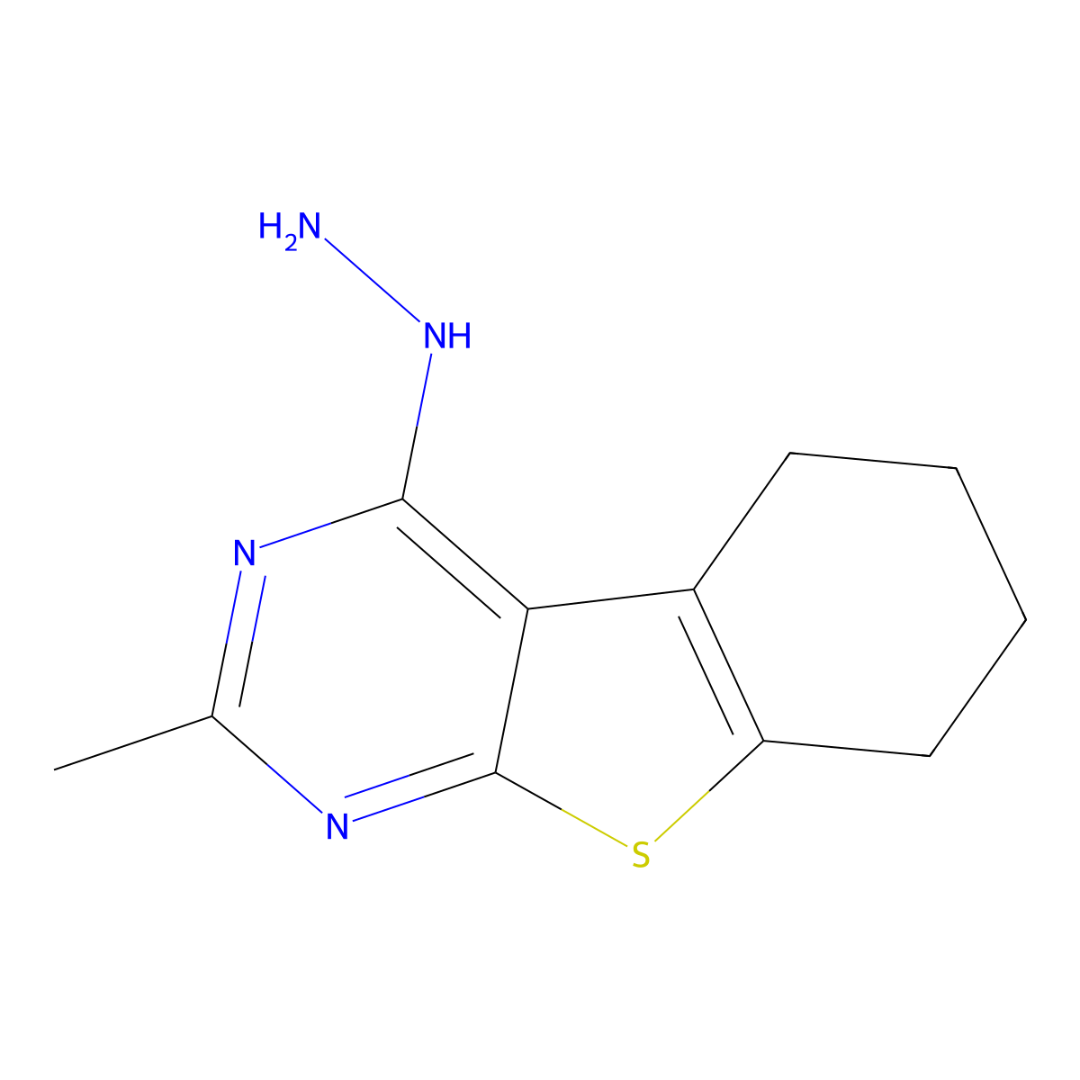 4-Hydrazino-2-methyl-5,6,7,8-tetrahydro[1]benzothieno[2,3-d]pyrimidine molecular structure, CAS 77995-54-1