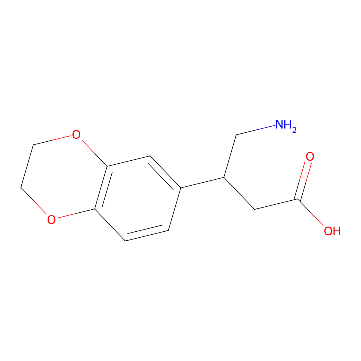 4-Amino-3-(2,3-dihydro-1,4-benzodioxin-6-yl)butanoic acid molecular structure, CAS 779981-45-2