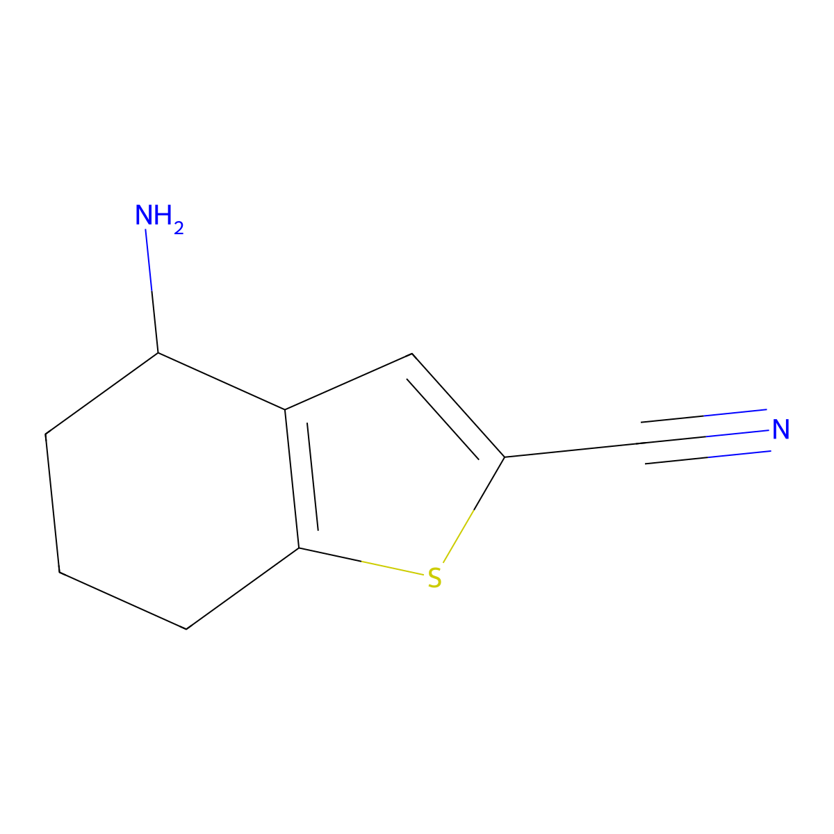 4-Amino-4,5,6,7-tetrahydro-1-benzothiophene-2-carbonitrile molecular structure, CAS 779981-60-1