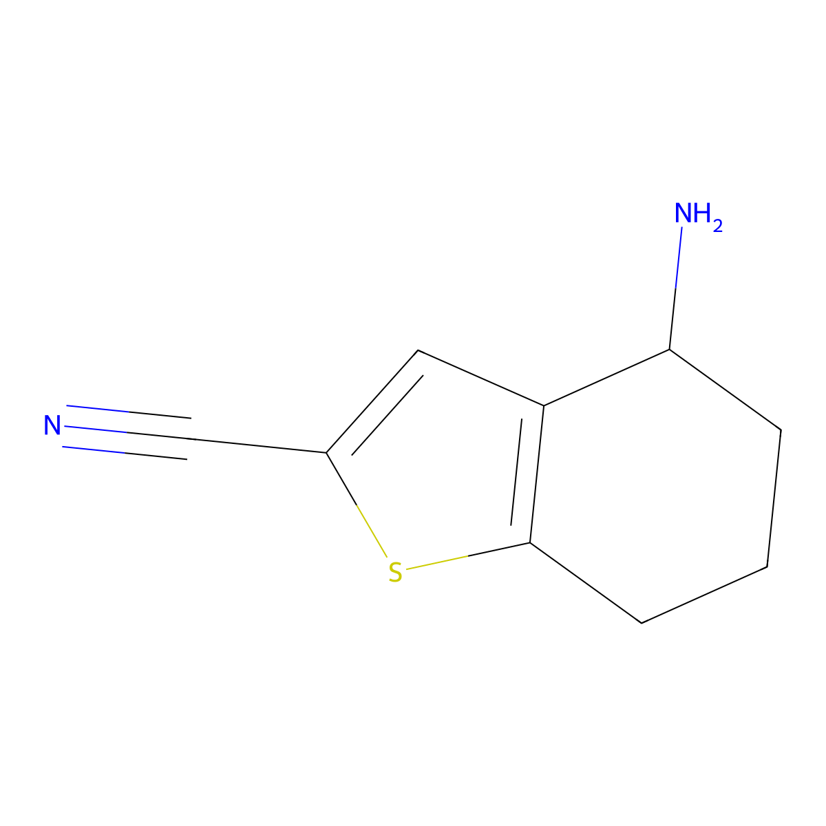 4-Amino-4,5,6,7-tetrahydro-1-benzothiophene-2-carbonitrile molecular structure, CAS 779981-60-1