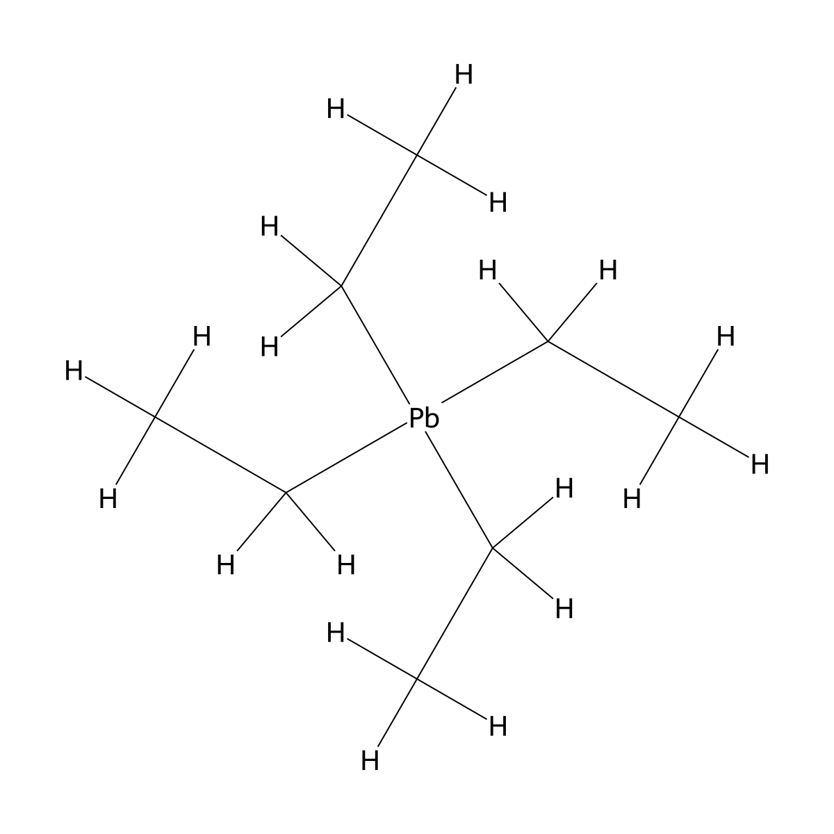 Tetraethyllead molecular structure, CAS 78-00-2