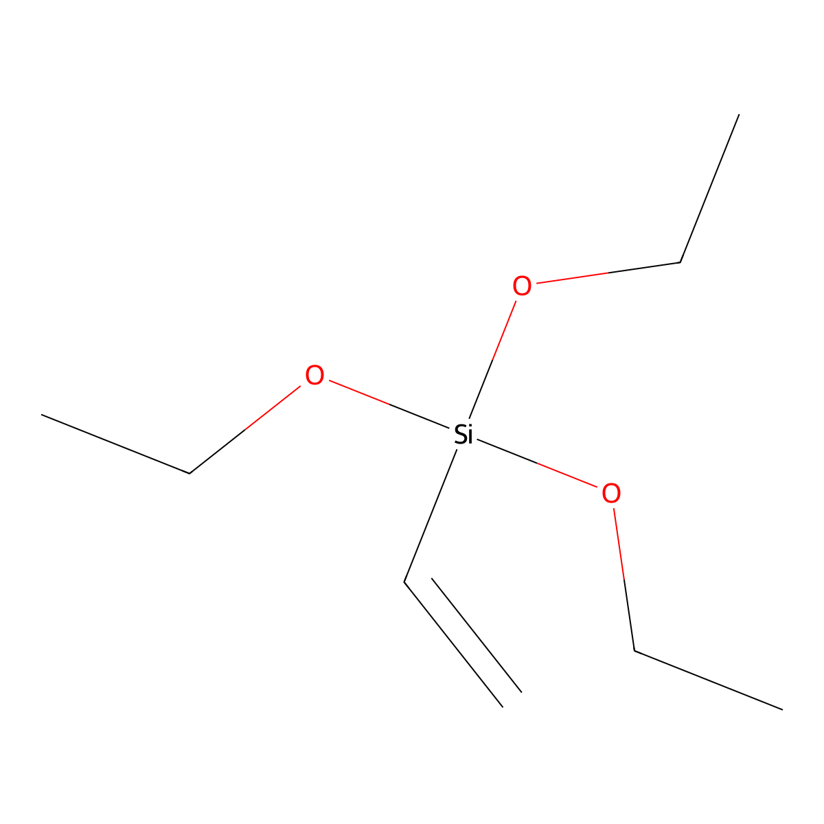 Vinyltriethoxysilane molecular structure, CAS 78-08-0