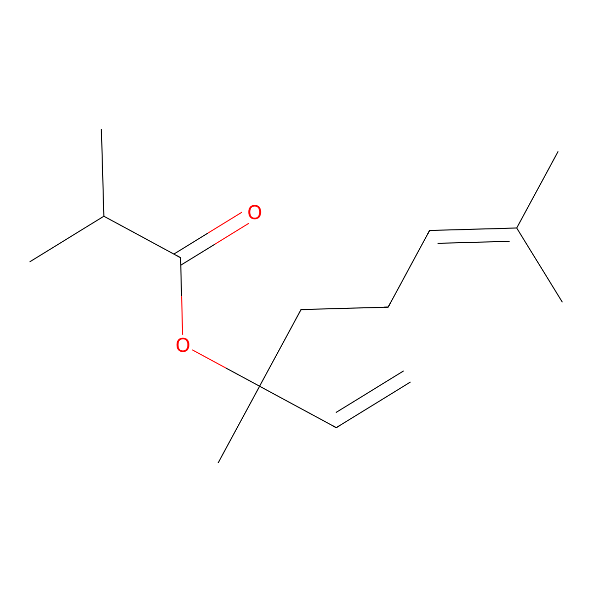 Linalyl isobutyrate molecular structure, CAS 78-35-3