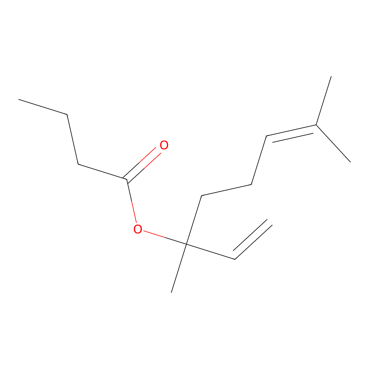 Linalyl butyrate molecular structure, CAS 78-36-4