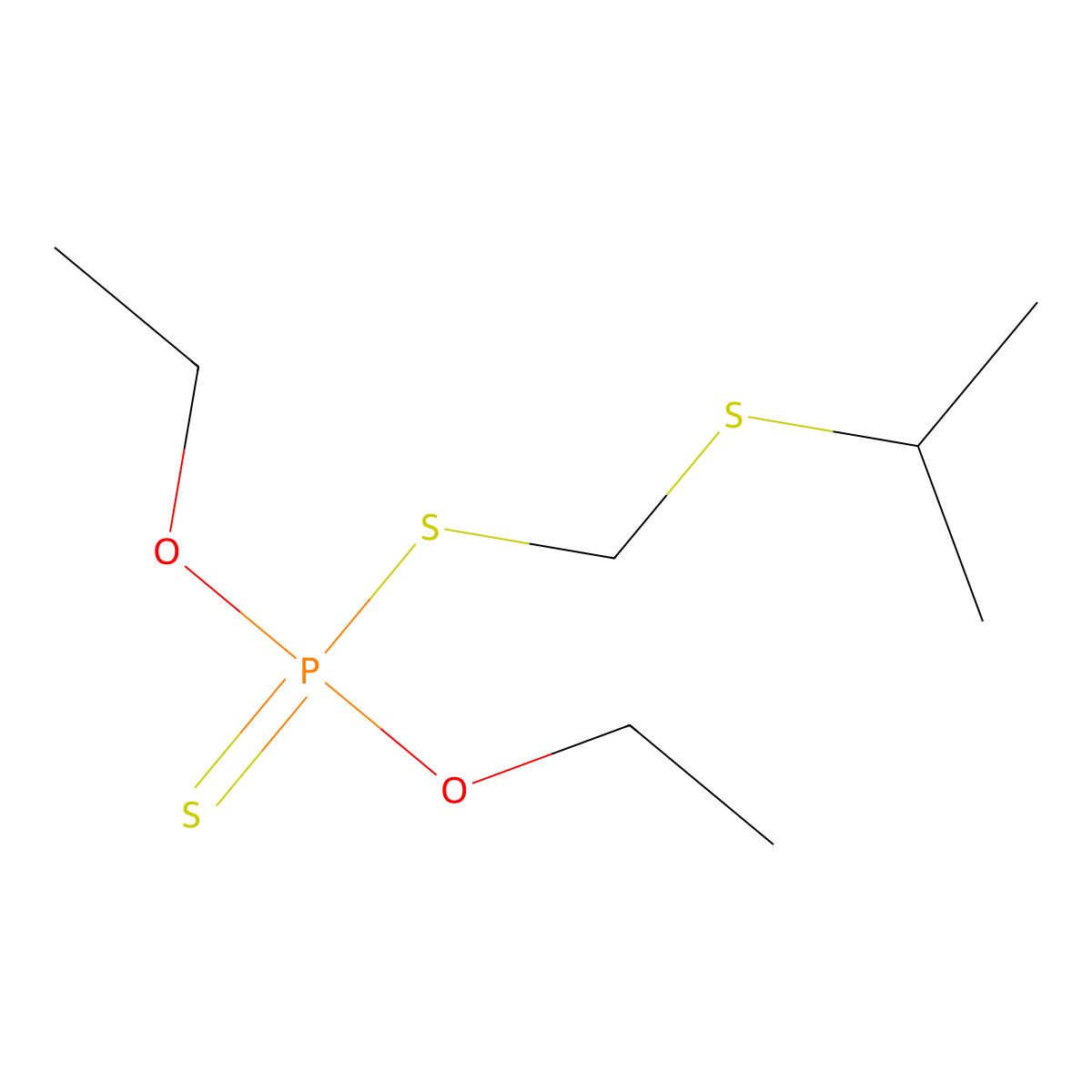 O,O-Diethyl S-(((1-methylethyl)thio)methyl) phosphorodithioate molecular structure, CAS 78-52-4