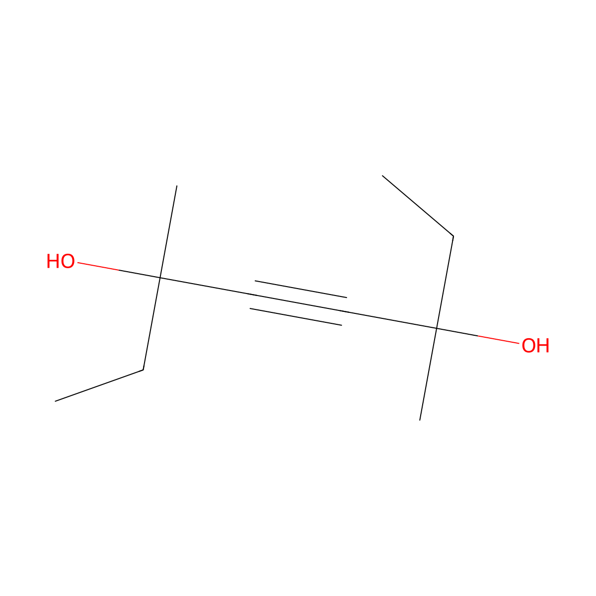 3,6-Dimethyl-4-octyne-3,6-diol molecular structure, CAS 78-66-0