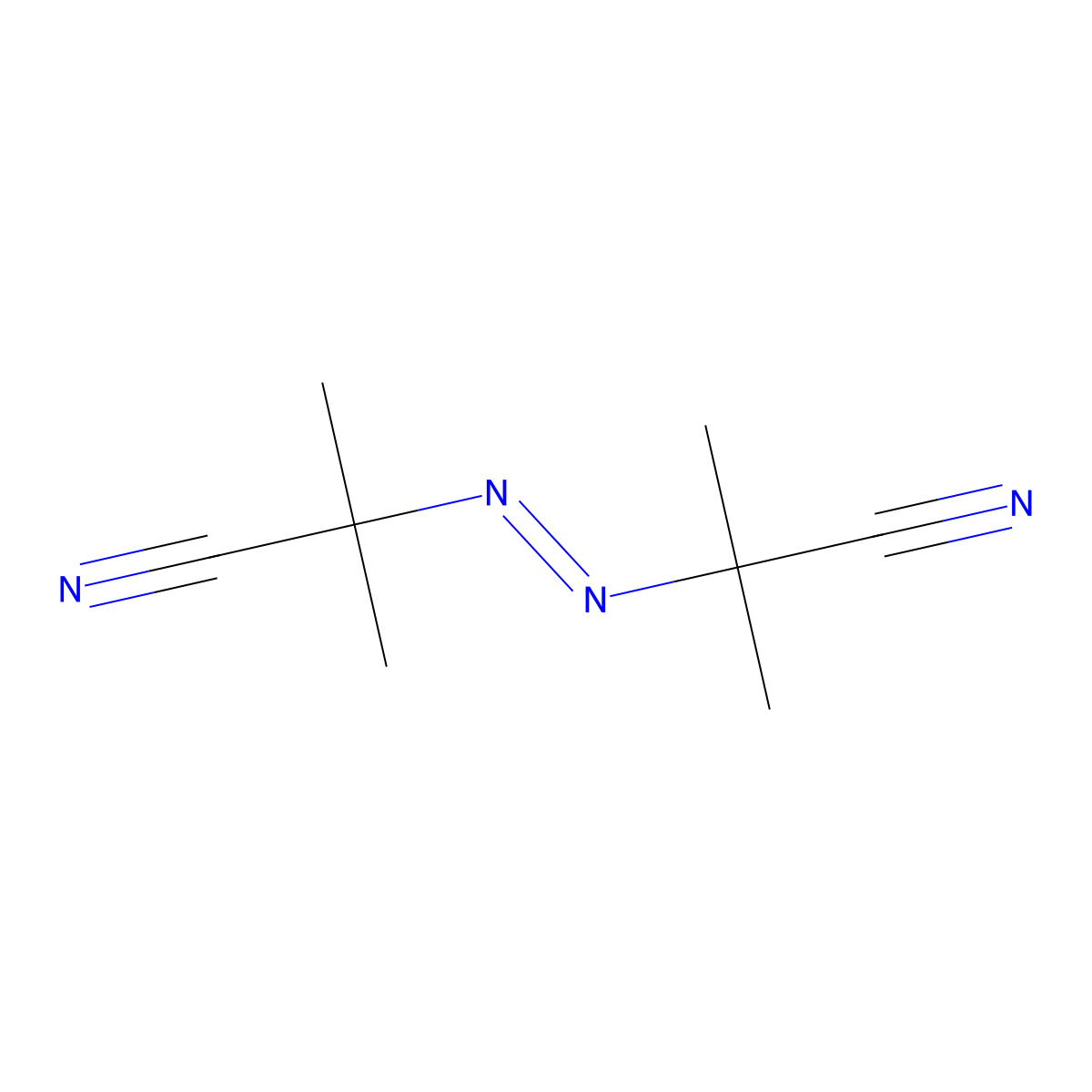 Azobisisobutyronitrile molecular structure, CAS 78-67-1